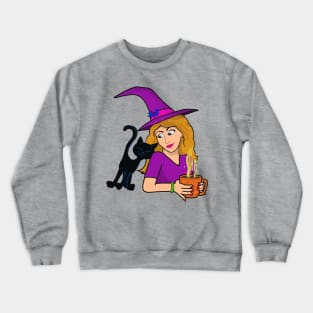 beautiful witch with her best bud Crewneck Sweatshirt